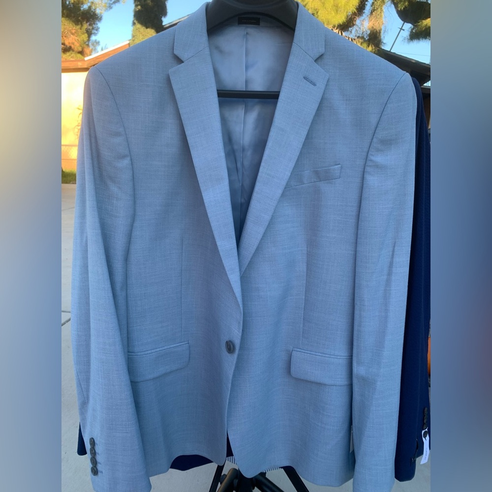NWT Men’s blazer SLlM Fit J.Ferrar Light Blue Textured Sport Coat 44 REG